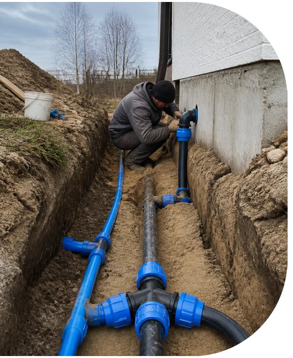 Монтаж наружного водопровода на участке под ключ в Приморско-Ахтарске